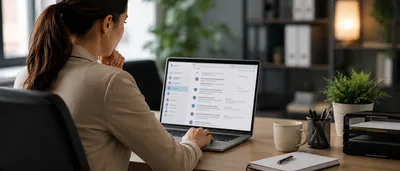 Recruiter managing candidate application emails on their laptop