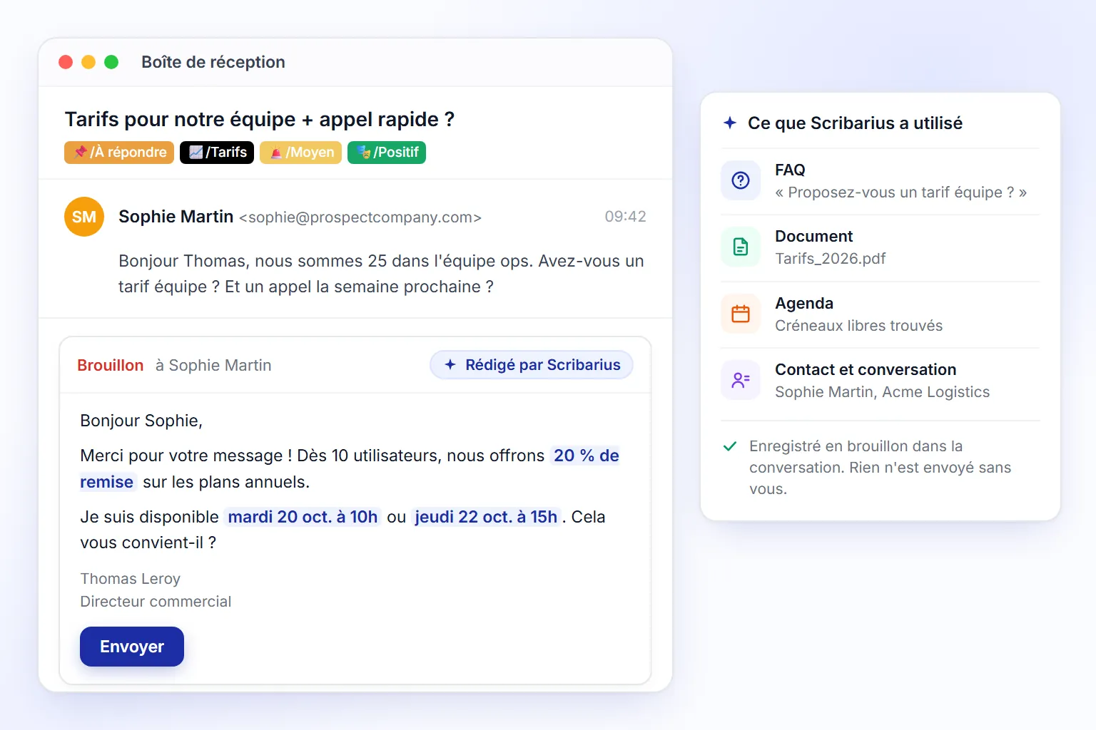 Une réponse rédigée par Scribarius à partir de la FAQ, des documents et de l'agenda