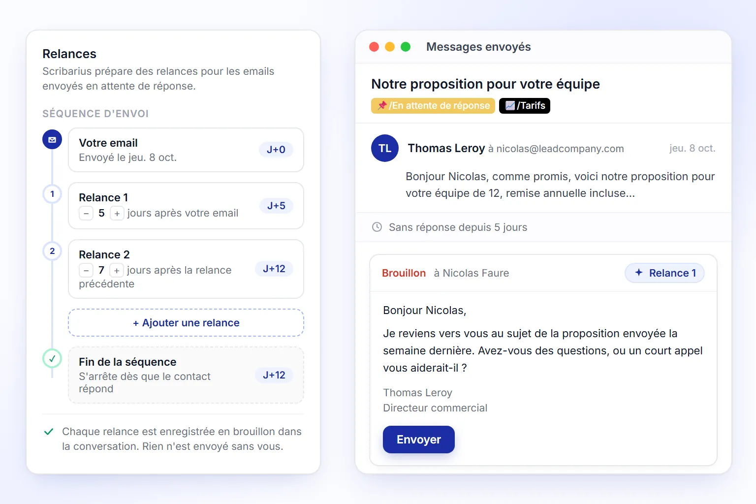 Des relances préparées automatiquement quand personne ne répond
